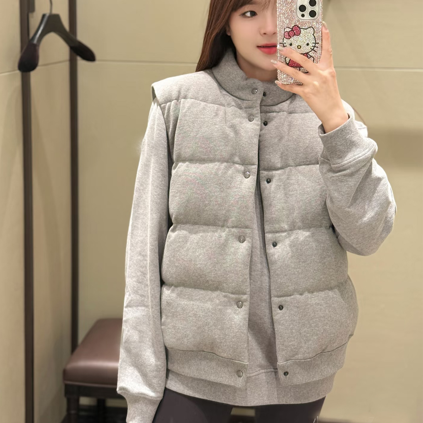 90白鸭绒正确MON 藤原浩联名刺绣徽标秋季男女休闲立领羽绒马甲