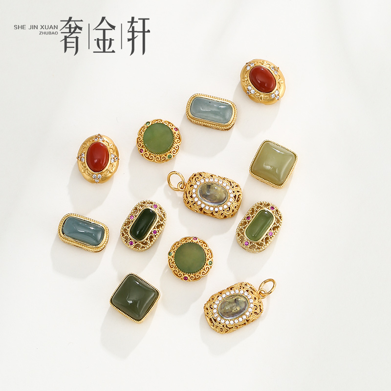 奢金轩纯银碧玉隔珠散珠串珠配饰