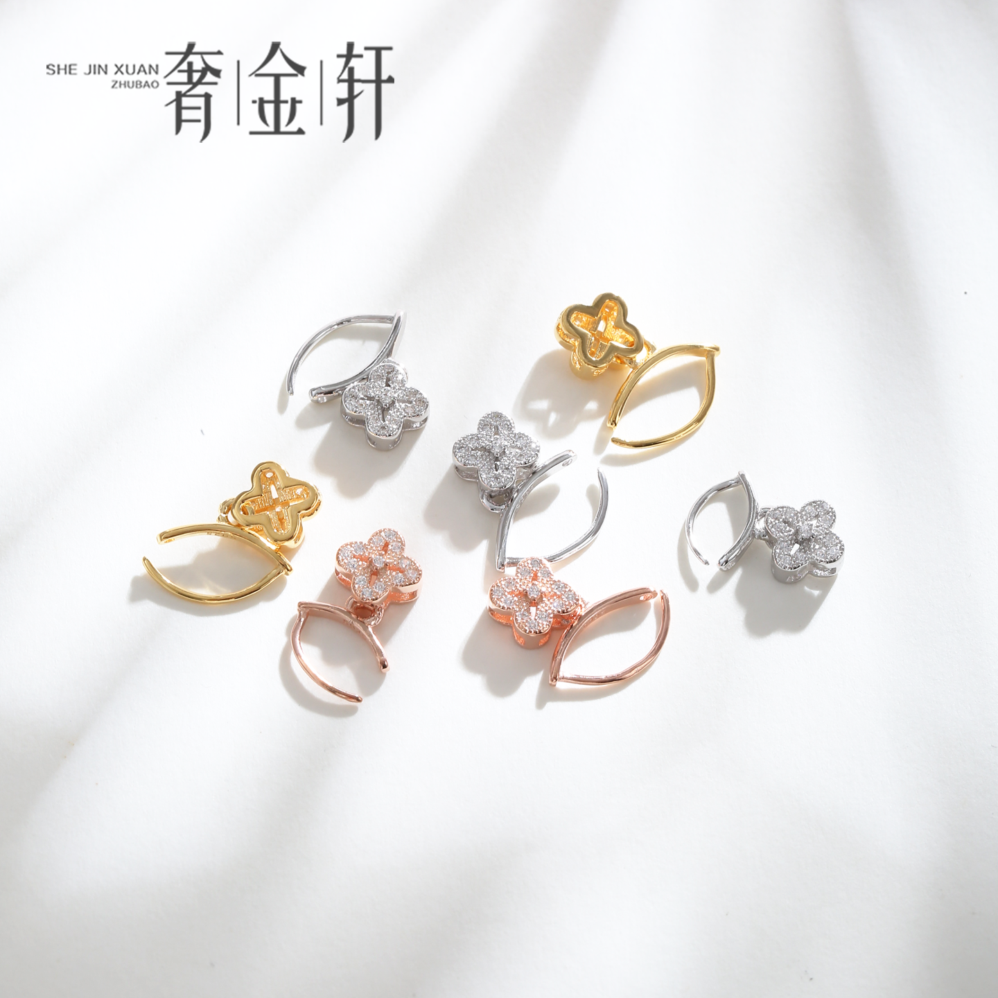 纯银扣头吊坠扣头左右孔扣配件