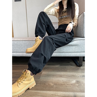 德国UP工装裤女款2025新款美式春秋黑色速干酷飒风户外运动束脚裤