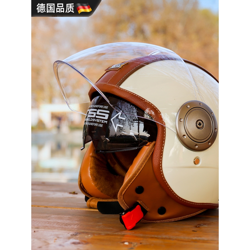 德国新款电动车摩托车头盔男女四季通用双镜片巡航可拆卸内衬