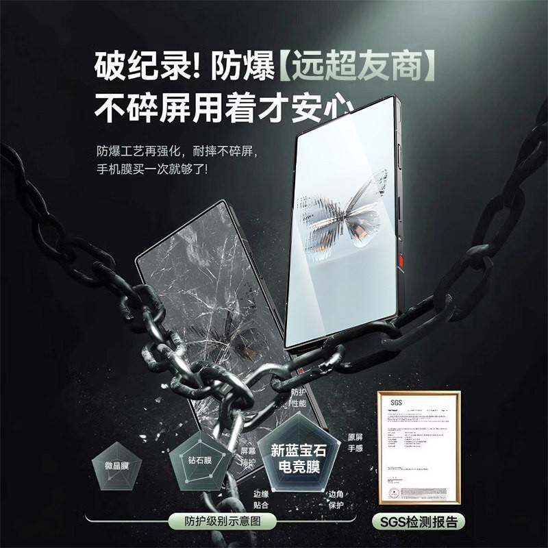 德国青果老黄适用于 于红魔Proo钢化膜新款红魔10p9ro手机保护膜10air高清10pro+电竞8spr超透磨砂努比亚蓝光