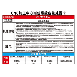 应急处置卡事故岗位紧急联系卡火灾事故烤箱现场安全风险告知卡牌气体危险化学品泄漏有限空间处置方案标识牌