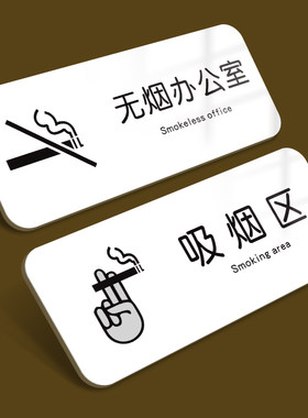 吸烟区提示牌无烟办公室门牌