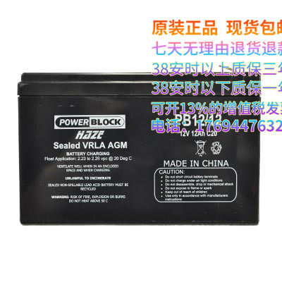 POWERBLOCK PB12/12 12V12AH C20 进口免维护 电池 电瓶