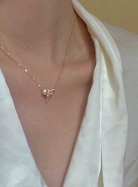 天然法式淡水珍珠项链女