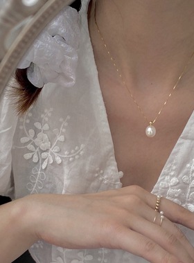 珍珠项链手作原创水滴锁骨链