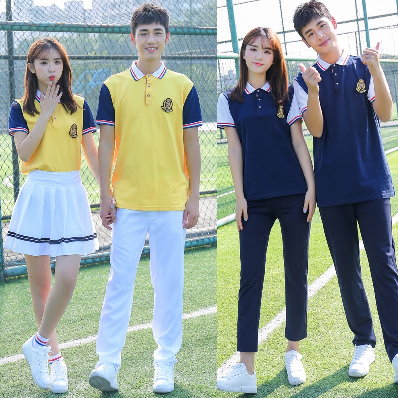 毕业拍照日系校服polo衫班服套装学院风中学生英伦男女裙裤jk制服