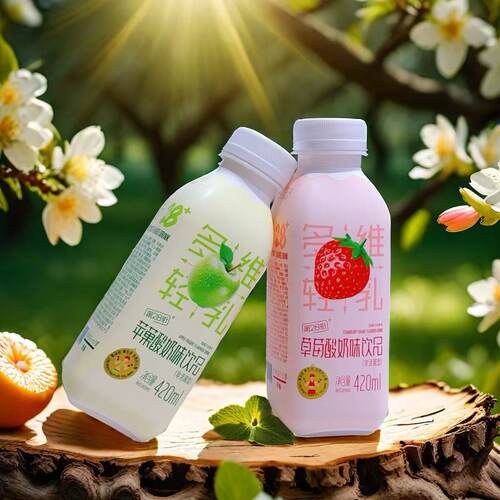 第28街酸奶草莓苹果酸奶420ml瓶装风味饮料早餐零食饮品