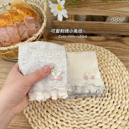 【下单立减50】女童夏季薄款花边七分打底裤透气无骨儿童打底裤QC