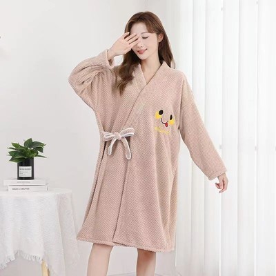 【下单立减50】冬季加厚长袖可穿式系带浴袍睡袍浴巾不掉毛成人HX