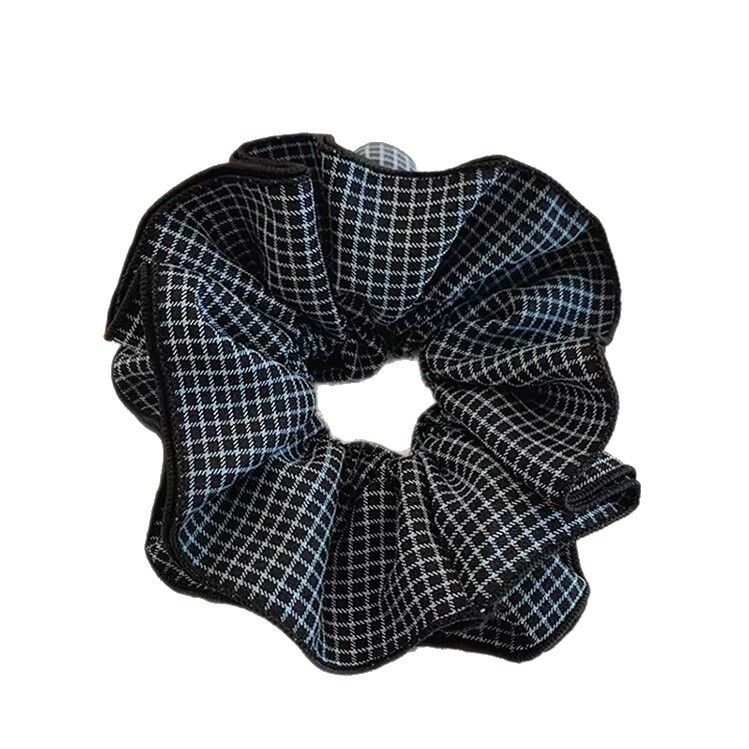 【下单立减50】许妍同款黑色格子双层大肠发圈超大号头花韩系HX