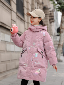 官方新品巴拉巴拉反季清仓中长款儿童羽绒服女童加厚白鸭绒外套冬