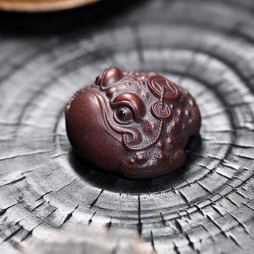 笔搁紫砂茶宠紫砂地包金蟾