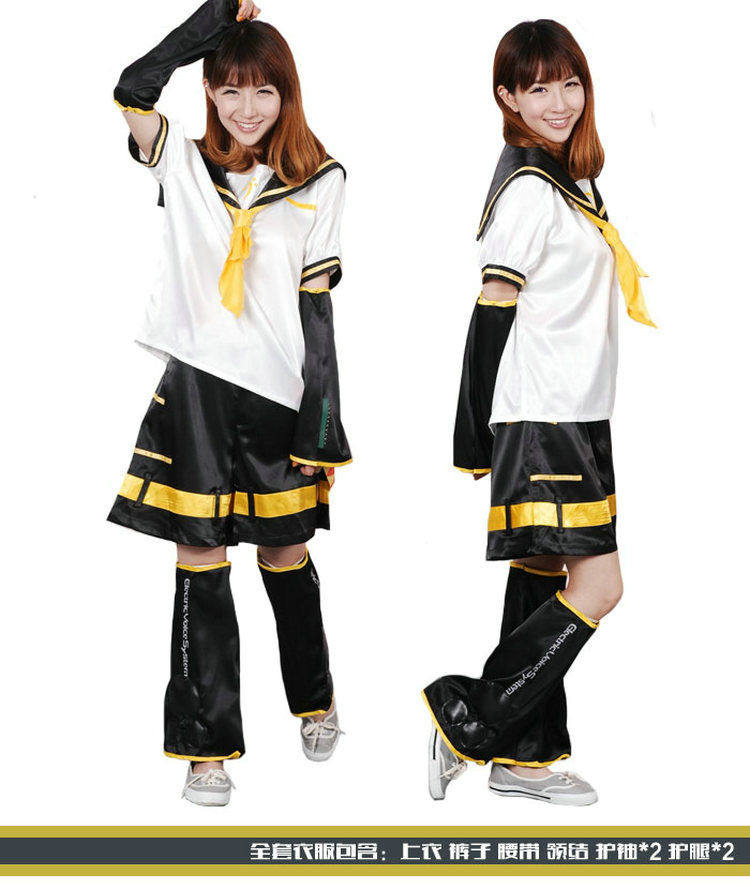 现货初音动漫镜音双子公式服装姐弟装镜音连镜音铃校园cosplay服