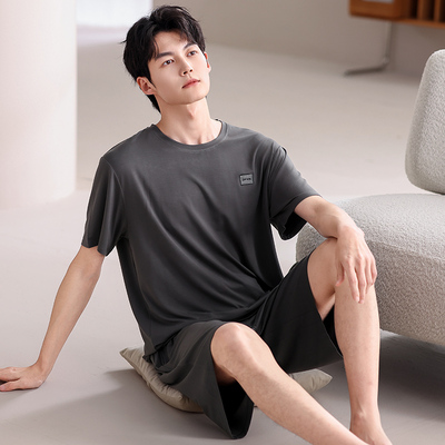 2025新款男士睡衣夏季冰丝凉感短袖短裤青年男款大码莫代尔家居服