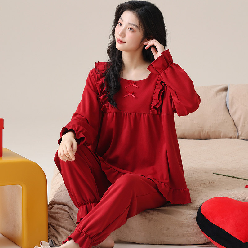 红色本命年睡衣女士春秋季2025新款纯棉长袖长裤喜庆新婚用家居服,女士内衣/男士内衣/家居服,睡衣/家居服套装,淘宝优惠券,粉丝福利购,淘宝优惠卷