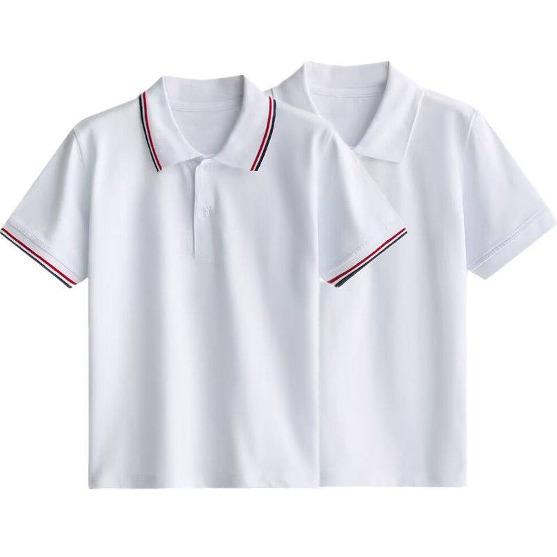 中小学生校服内搭白色t恤短袖夏季生POLO衫男女领班服幼儿园园服
