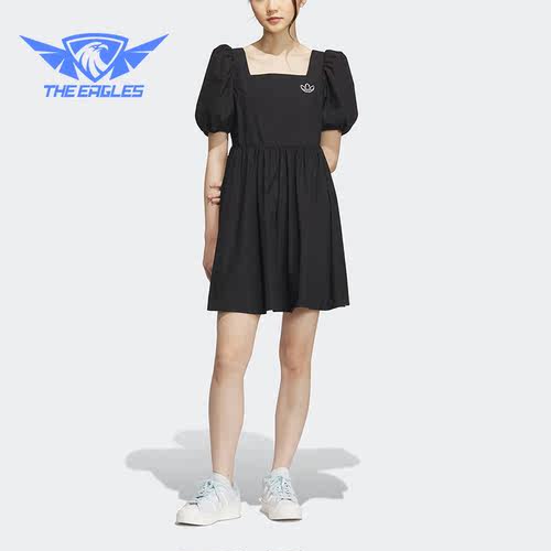 Adidas/阿迪达斯正品三叶草夏季女子运动灯笼袖连衣裙IP1771