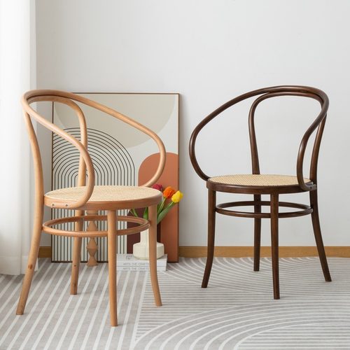 北欧藤编无毛刺家用餐椅