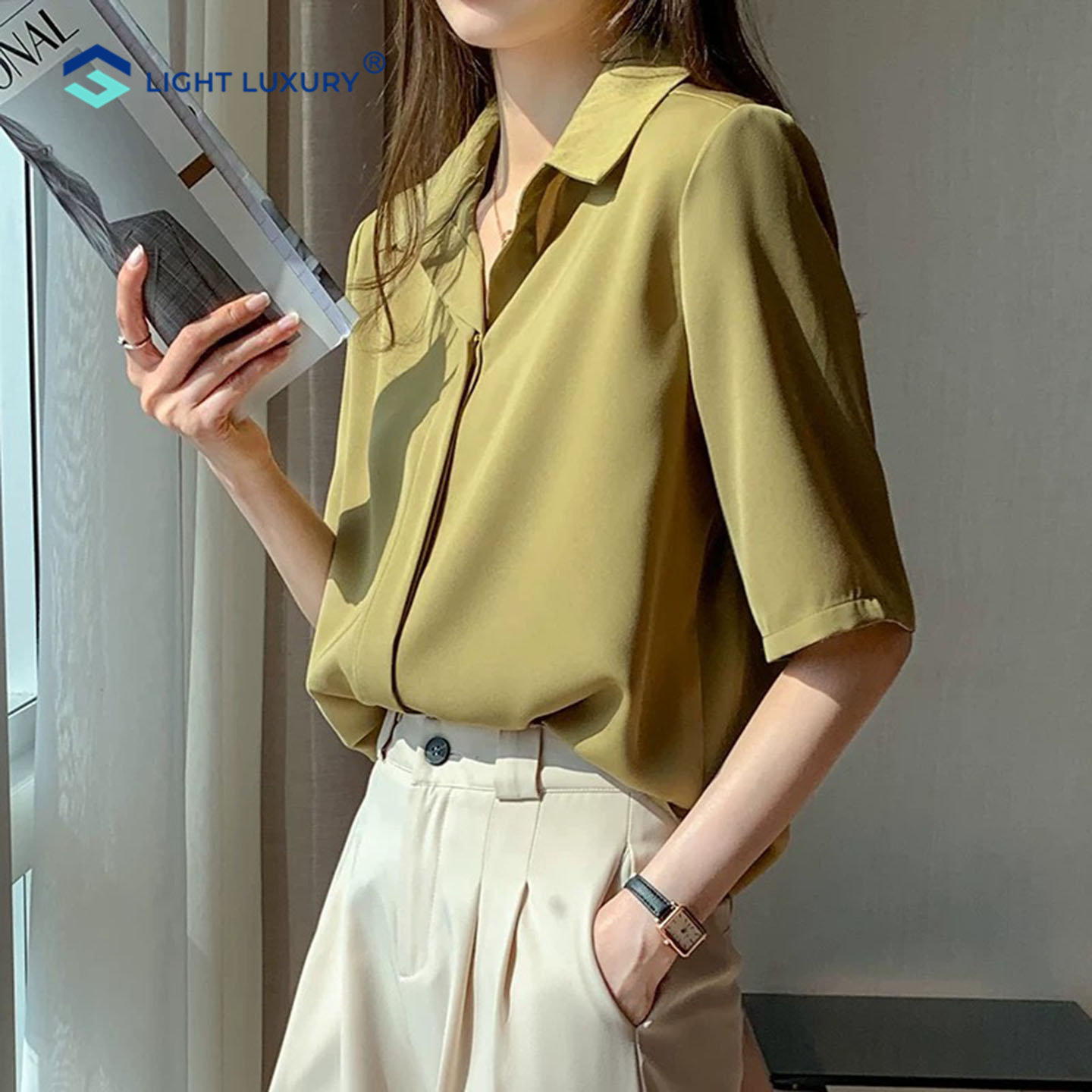 POLO领衬衫女宽松通勤职业小衫