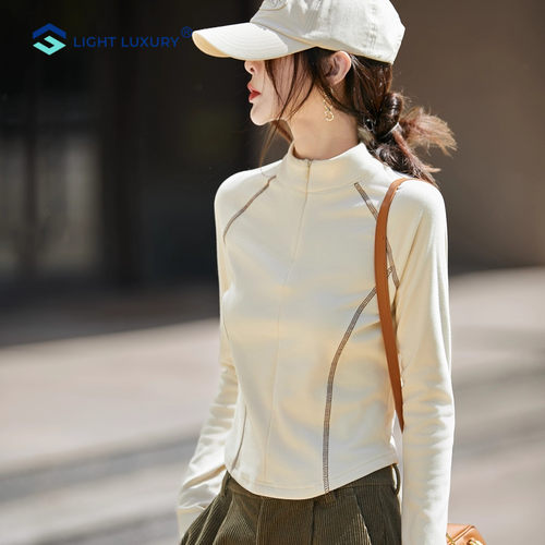 秋冬德绒修身T恤女磨毛保暖防风