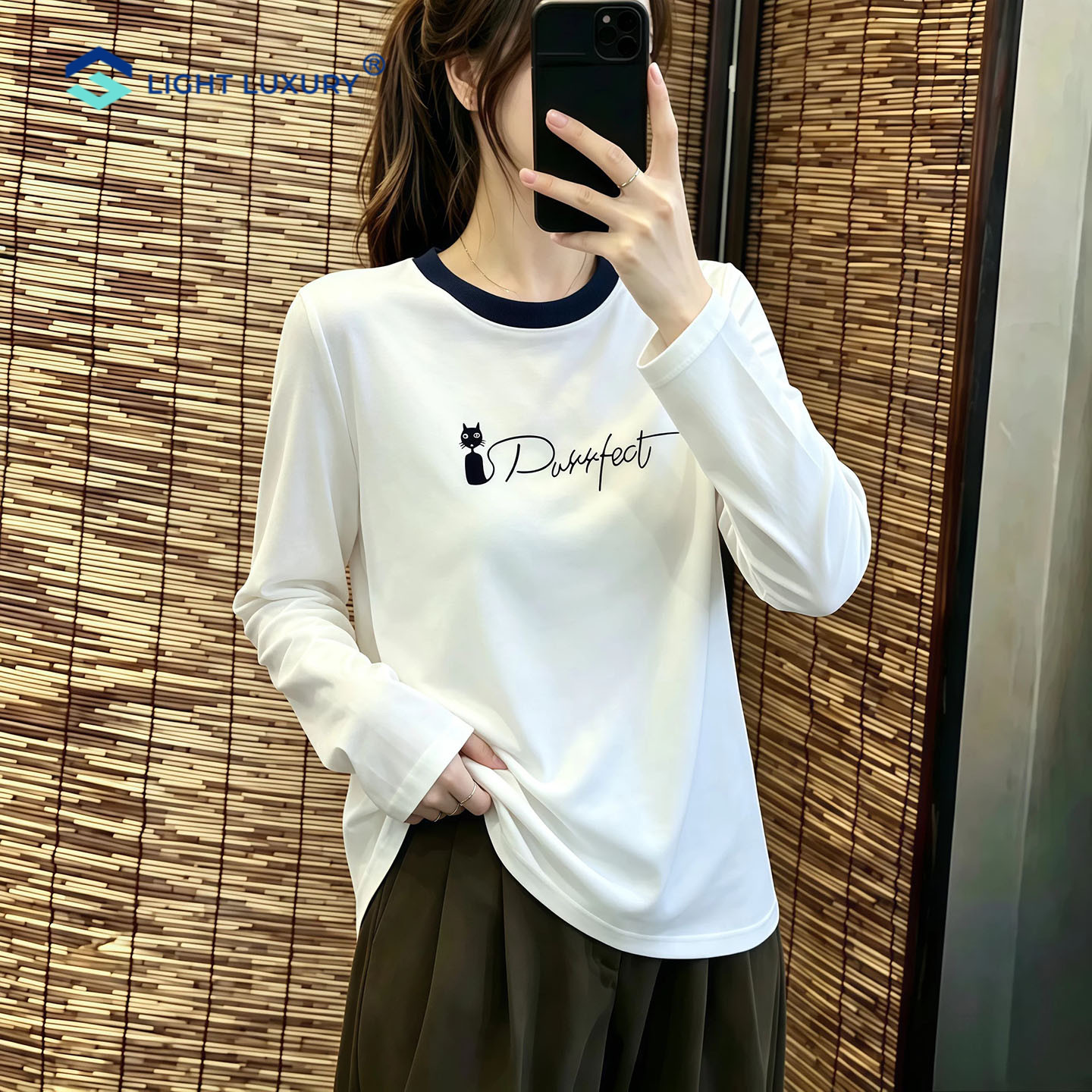 长袖T恤女宽松显瘦百搭白色上衣