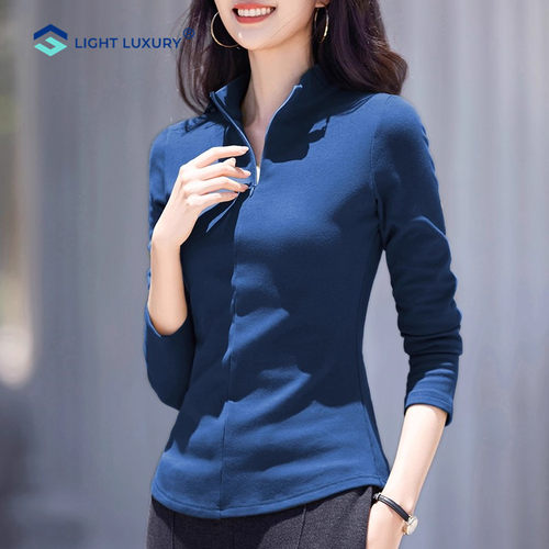 德绒拉链打底衫女加绒加厚保暖