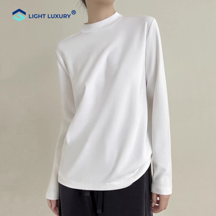 正肩打底衫女citywalk简约日常长袖T恤内搭韩版可外穿百搭上衣