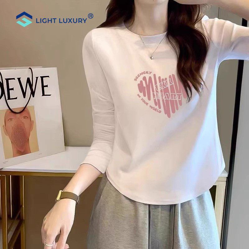 长袖t恤女欧货纯棉2025春秋新款修身短款时尚磨毛舒适内搭打底衫