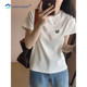 正肩纯棉t恤女夏季 上衣 白色短袖 新品 洋气简约小个子体恤宽松韩版
