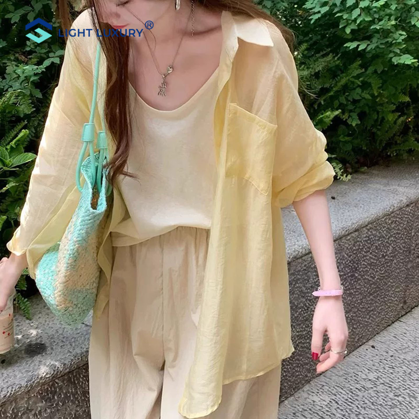 黄色防晒开衫女温柔气质薄纱罩衫