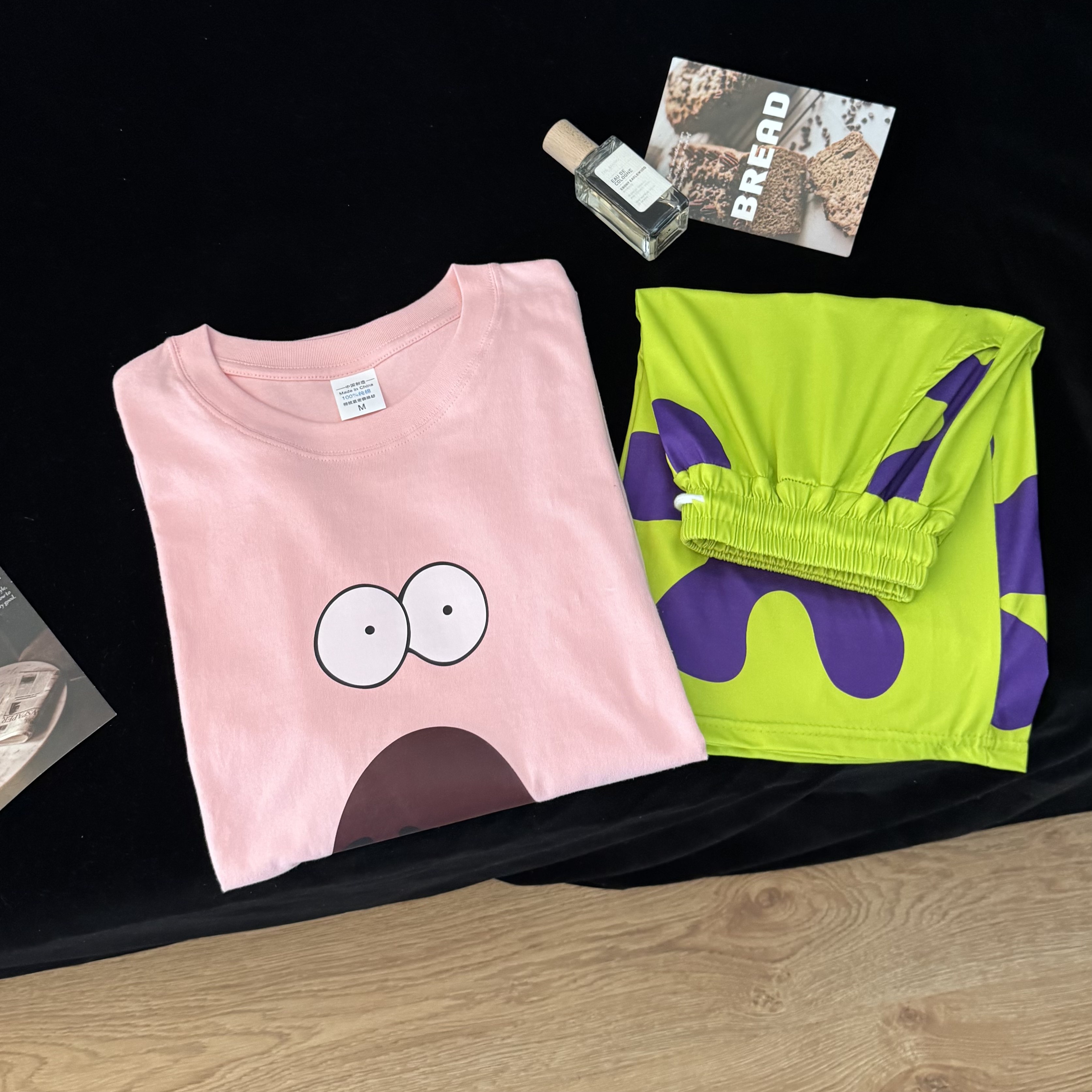 卡通情侣派大星短裤休闲套装短袖男女百搭宽松沙滩裤睡裤T恤上衣