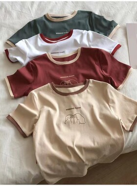 Slim fit short sleeved t-shirt for women修身短袖t恤女打底衫