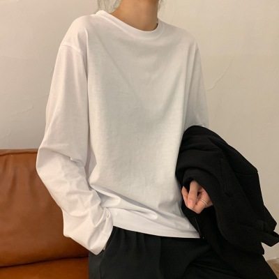 Women's white base shirt, long sleeved T-shirt女白色长袖t恤图片