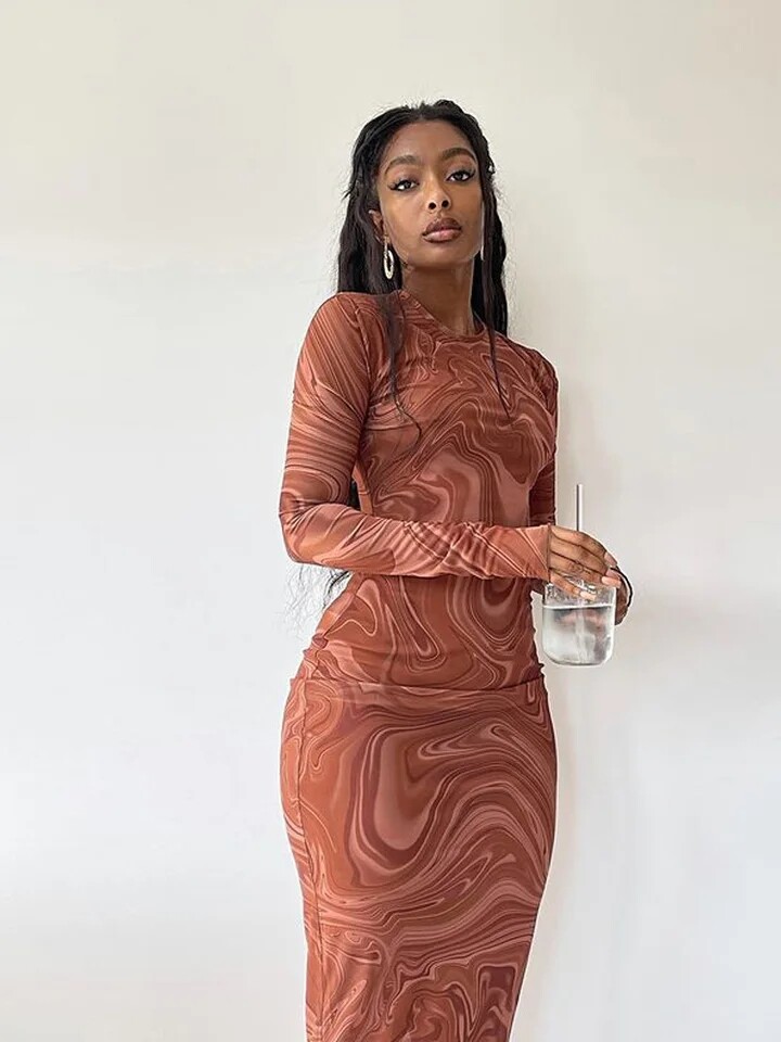 Women Dress Party Clothes Calf One Piece Outfits Streetwear图片