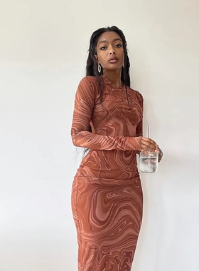 Women Dress Party Clothes Calf One Piece Outfits Streetwear