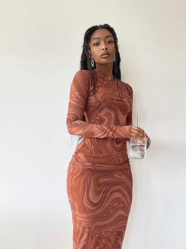 Women Dress Party Clothes Calf One Piece Outfits Streetwear
