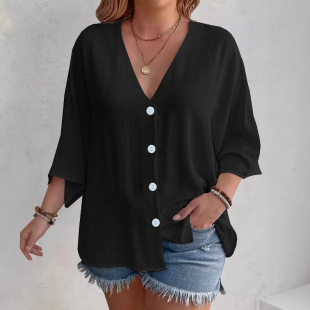 silk shirt sleeved long cardigan ice button neck Women