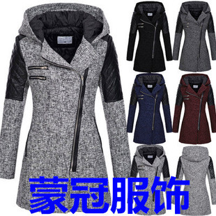 long hooded woolen jacket女外套 Women windbreaker medium