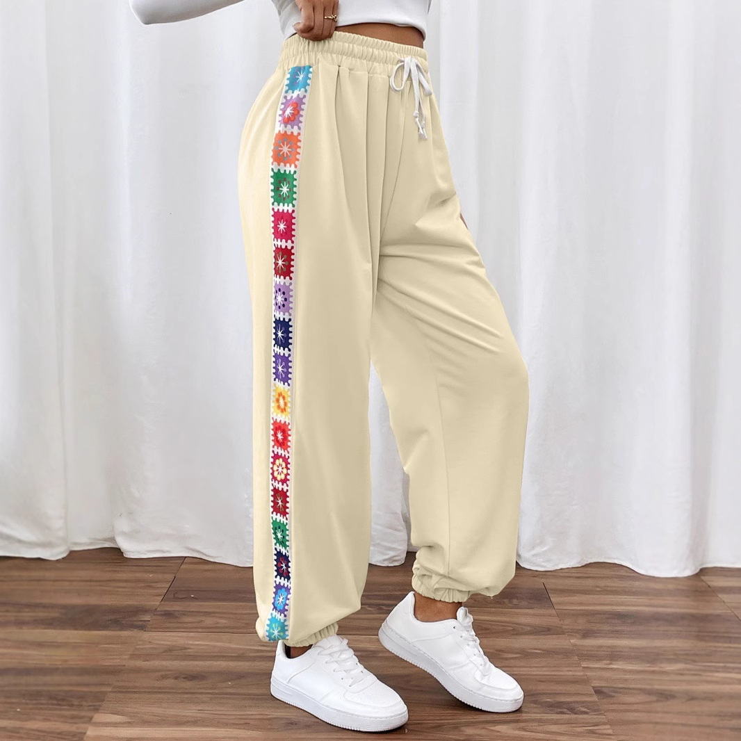 Women's loose color striped patchwork sweatpants and pants