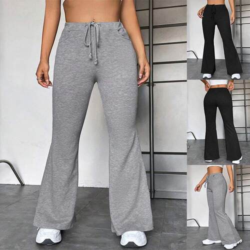 Women flared pants spliced yoga sports pants女喇叭裤瑜伽长裤
