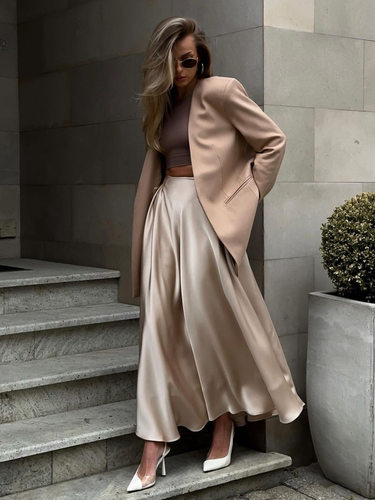 Women High Waist Maxi Skirts Streetwear Classic Long Skirt