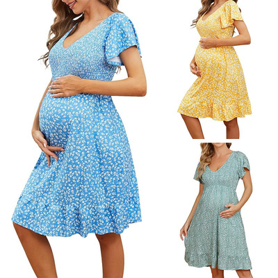 Women's printed dress for pregnant women女夏季孕妇印花连衣裙