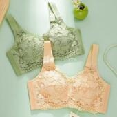 蕾丝全罩杯大码 大胸显小收副上托调整无钢圈文胸罩2301 内衣女薄款