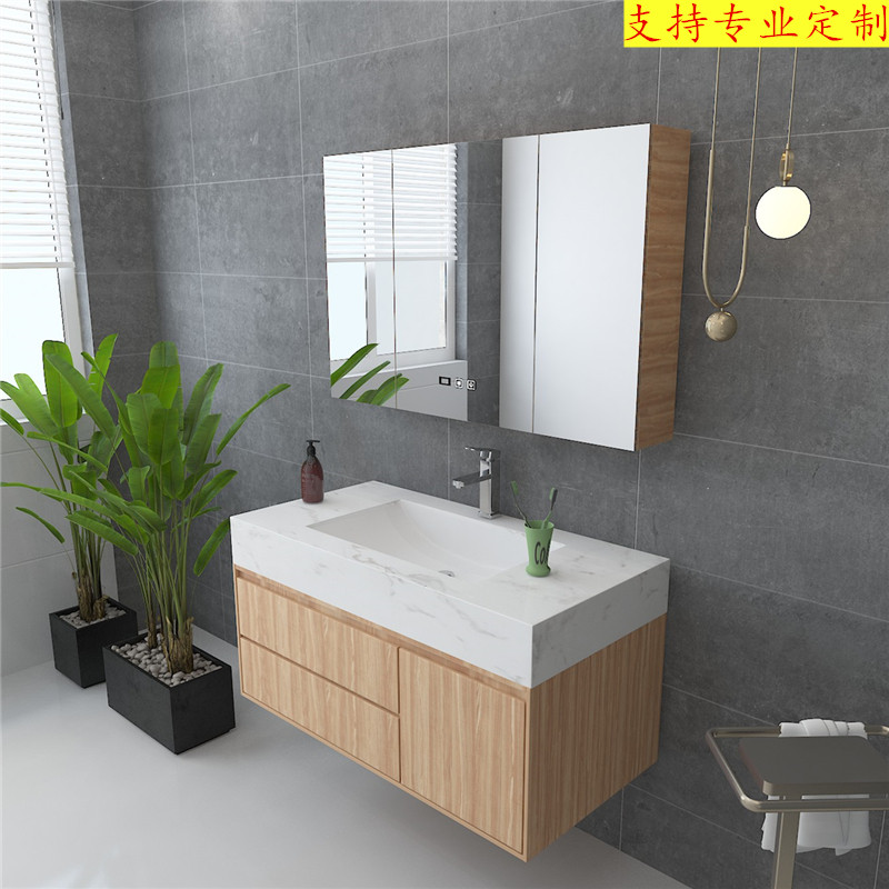上海定制卫生间大理石浴室柜洗手图片