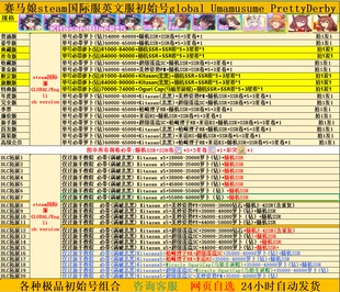 赛马娘国际服英文服初始号global Umamusume PrettyDerby满破北黑