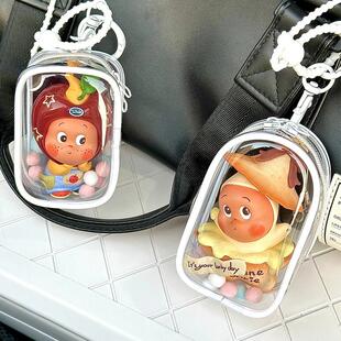 星星人展示盒保护套外出背包盲盒钥匙扣10cm任意门娃娃透明保护袋