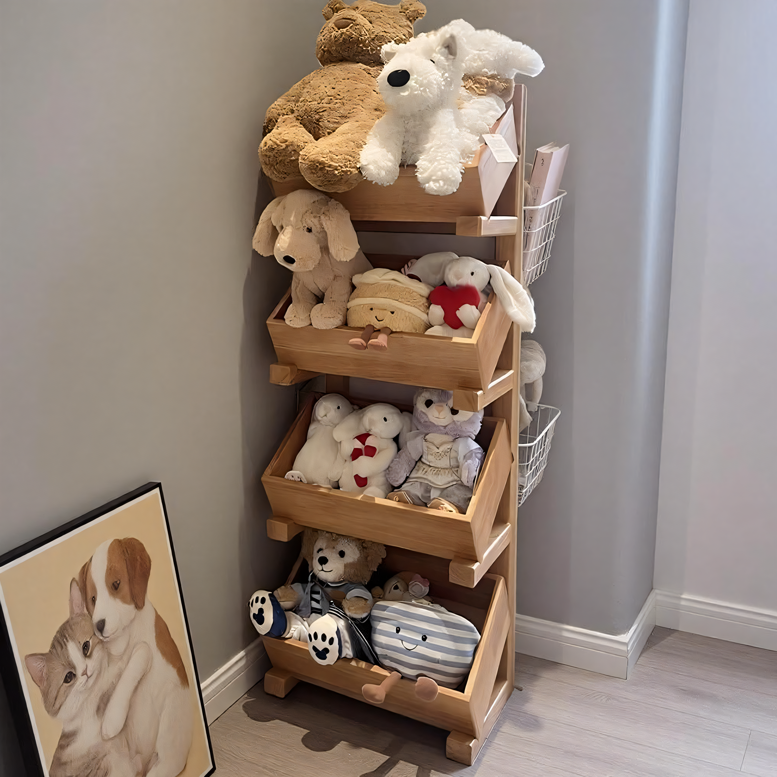 jellycat置物架子娃娃摆放娃柜玩偶毛绒玩具收纳架公仔实木展示柜