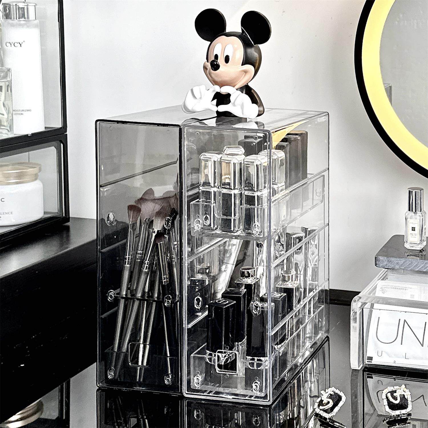 口红收纳盒亚克力透明防尘化妆品置物架梳妆台大容量分格唇釉架子